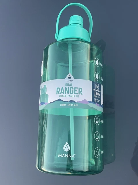 MANNA ONE GALLON Motivational Dual Ranger Water Bottle Teal Aqua PBA
