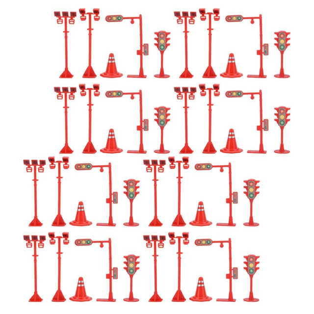 8 Set Mini Blocchi Cartelli Stradali Giocattoli Rosso Luce Verde Accessori Bambini