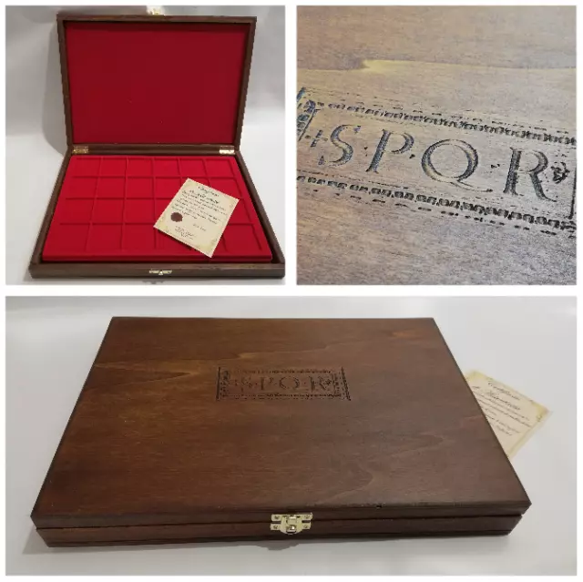 Coffret Trousse Pour Monnaies Médailles Romains S.P.Q.R Wooden Casket Roman