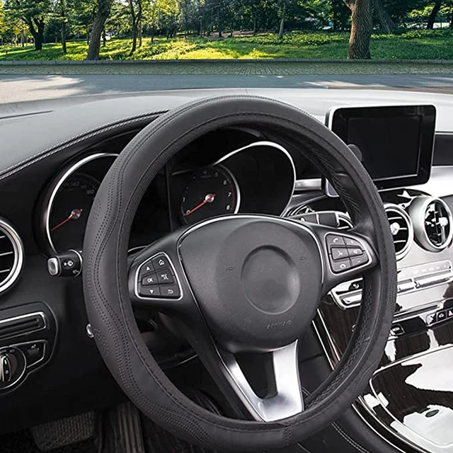 Coprivolante Auto In Pelle Finta Nero - Universale Per Diametro 37-39 Cm - Foto 7