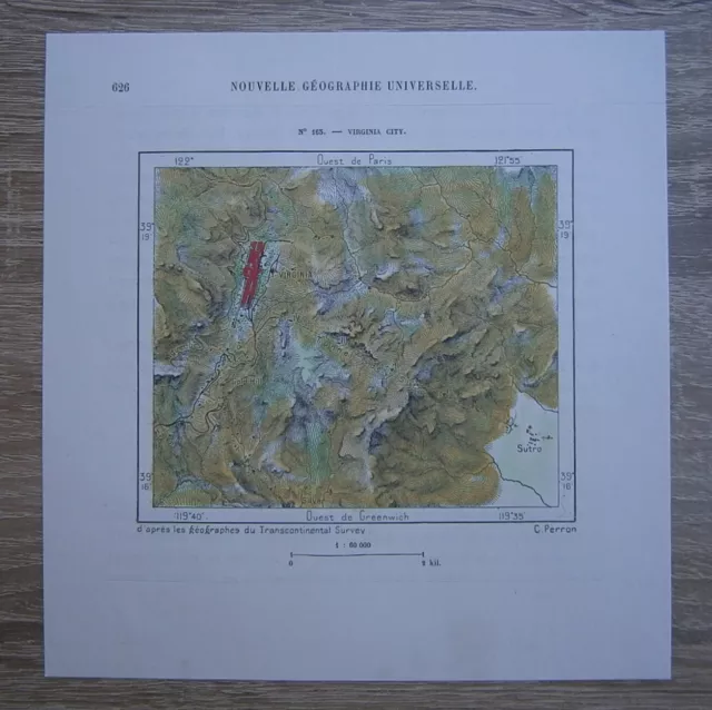 1892 Perron map VIRGINIA CITY, NEVADA, #165