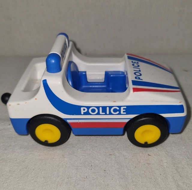 VINTAGE PLAYMOBIL POLICE Car 1990 Geobra White Blue Red Tow Bar £9.99