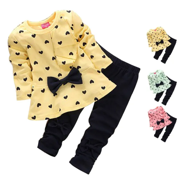 Toddler Baby Girls Kids Clothes Long Sleeve Tops Joggers Pants 2PCS Outfits Set 2