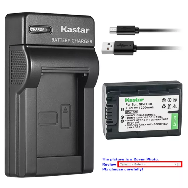 Kastar Battery Slim Charger for Sony NP-FH50 & DCR-DVD305 DCR-DVD306 DCR-DVD308