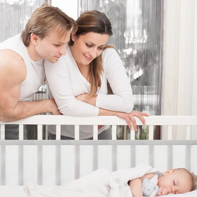 Rivestimento per culla decorato BreathableBaby 4 pz Bianco 