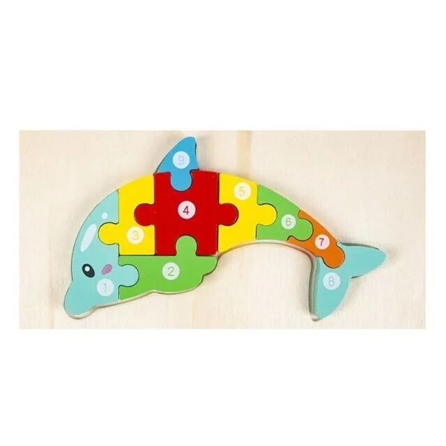 DOLPHIN-Wooden Puzzle for Kids, Montessori Gift, Education Jigsaw - Christmas