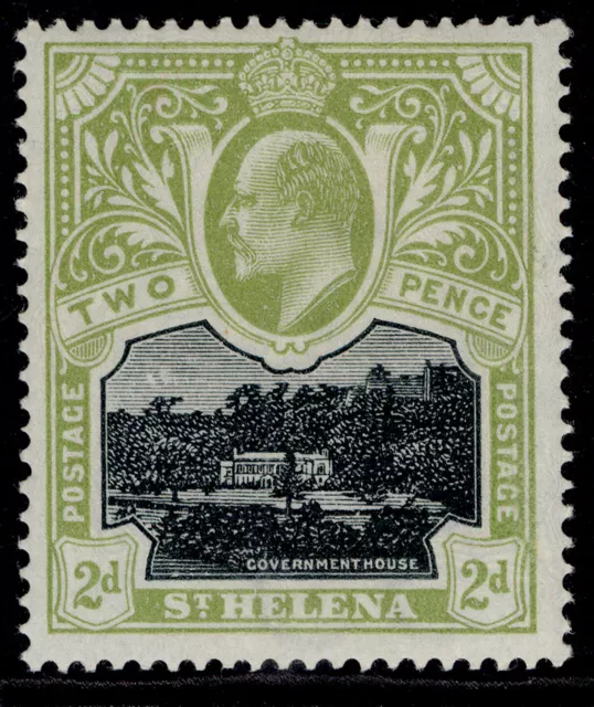 ST. HELENA EDVII SG57, 2d black & sage-green, LH MINT. Cat £13.