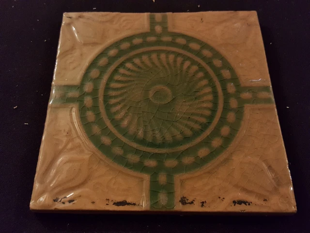 One Reclaimed Antique 6" x 6" Ceramic Arts & Crafts Tile Décor (ER280)