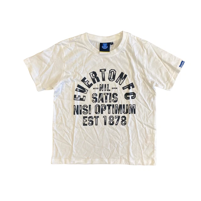 T-shirt calcio per bambini Everton (taglia 8-9y) manica corta grafica bianca - nuova