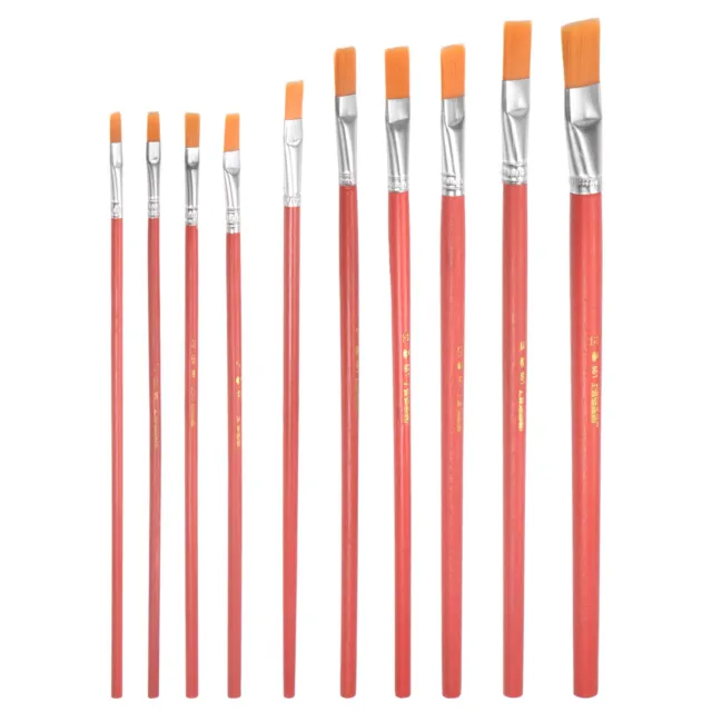 Paint Brushes Flat Edge 0.22" Width Nylon Bristle with Wood Handle 2Sets