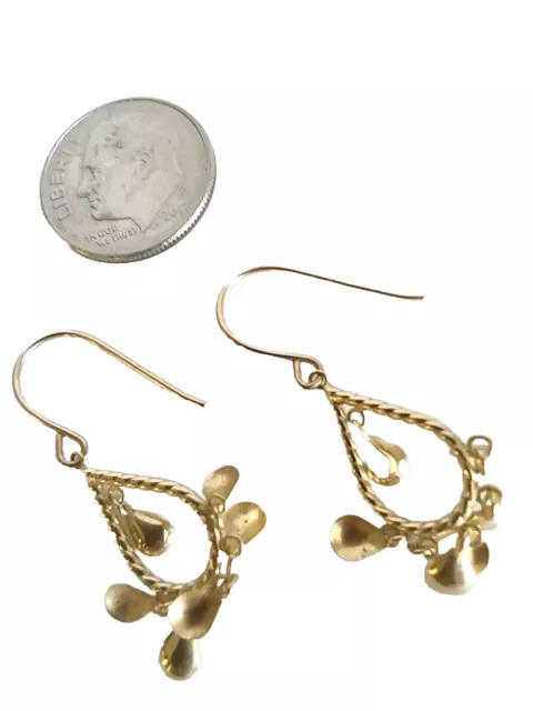 SOLID 14K YELLOW Gold Gypsy Dangle Drop Chandelier Earrings * Great ...