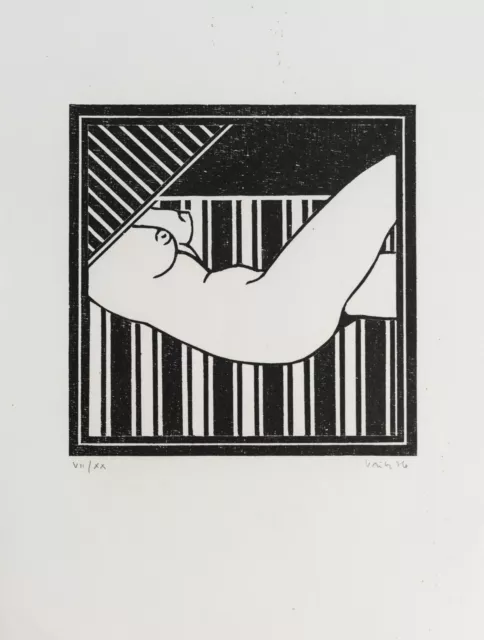 Axel Vater ,"NUDE" Linolschnitt auf Bütten, Aufl.20, sign. 1976, AKT, Düsseldorf 2