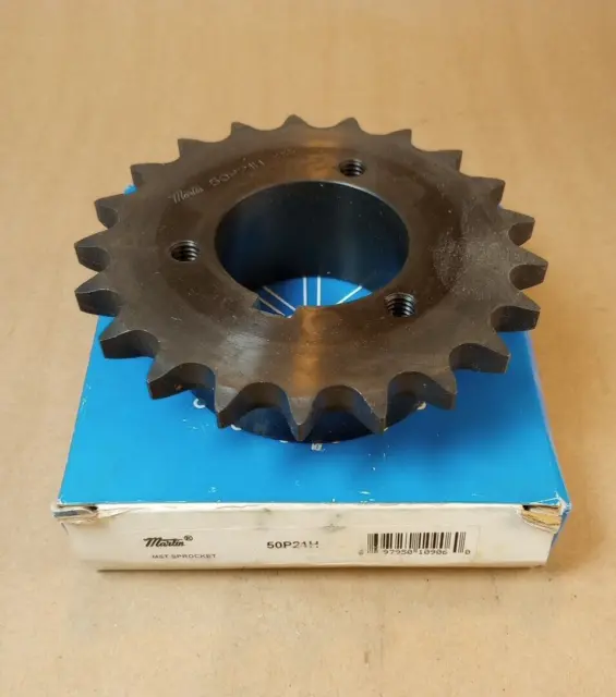 Martin 50P21H Roller Chain Sprocket for #50 Chain, 21 Teeth, Split Taper Bushed