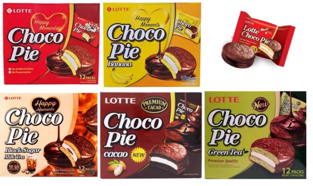 LOTTE CHOCOPIE (original/matcha/banana/black sugar/cacao) 12P/each