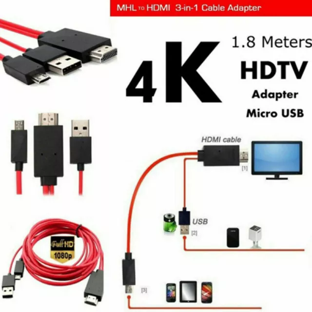 MHL Micro USB zu HDMI 1080P HD TV Kabeladapter Für Samsung Android Handy