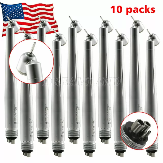 10 NSK Style Dental Fast High Speed 45 Degree Handpiece 4 Hole Turbine tta