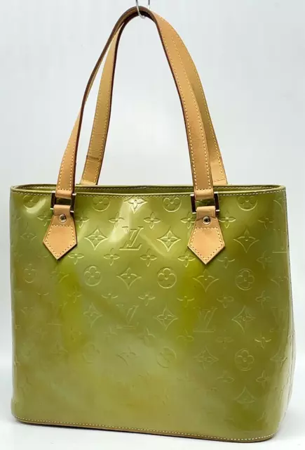 Authentic  Louis Vuitton Vernis Green Houston M91004 Shoulder Bag  DD030027