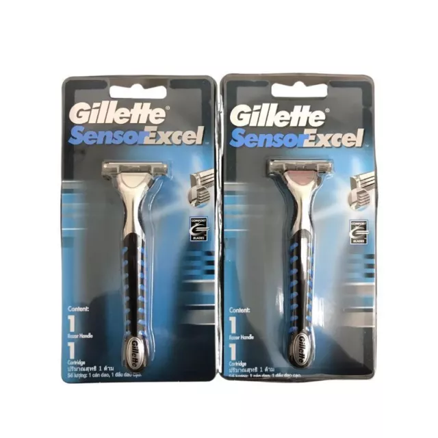 2X Gillette Sensor Excel Maquinilla de Afeitar 1 Mango + 1 Cartucho de...