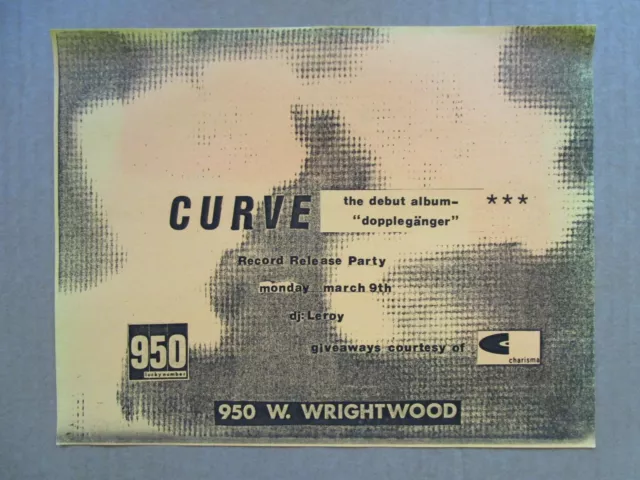 CURVE @ 950 - 3/92 Doppleganger Record Release Party Chicago Flyers Handbills