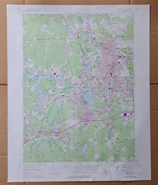 Crompton Quad, RI Coventry Greenwich Tiogue Lake 7.5 ser. VTG USGS Topo Map 1975