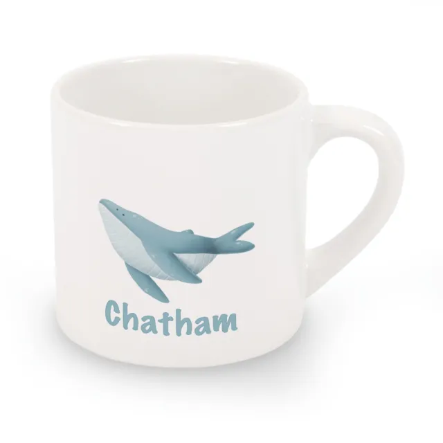 Taza personalizada para niños ballena, elección de taza de cerámica o taza irrompible