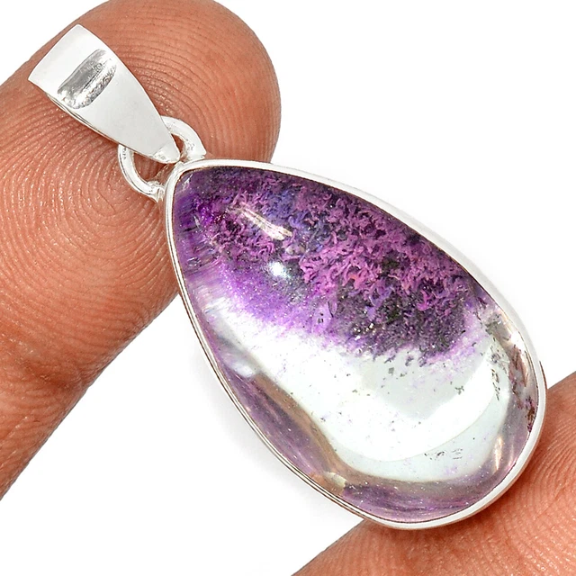 12g Treated Pink Ghost Phantom, Lodolite 925 Silver Pendant Jewelry CP21851