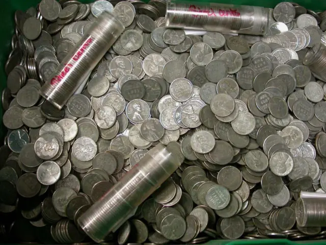 1943 US Steel Wheat Cents Roll  = 50 all Steel Coins   PDS Mints