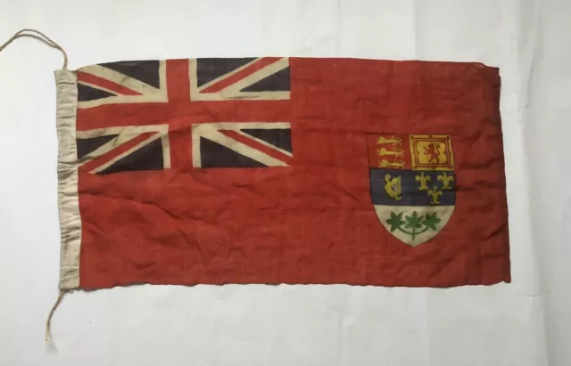 Vintage 1940s WWII Canada Red Ensign Flag 36in x 18in Woven 1921-1957 version