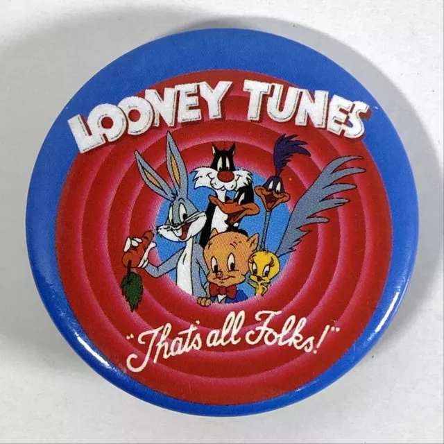 Looney Tunes That’s All Folks ! Vintage Button Pin 1986 Warner Bros Pinback