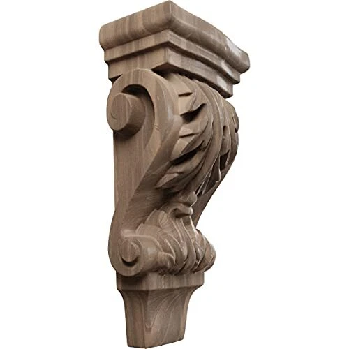 CORW03X02X06PAWA Extra Small Acanthus Pilaster Wood Corbels 3W