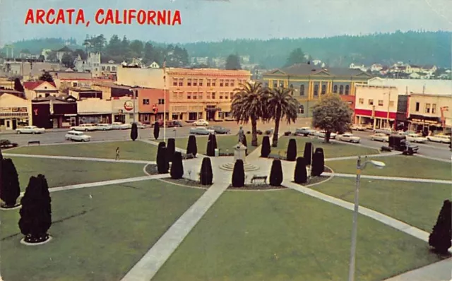 Postcard CA: Downtown Arcata, Redwood Highway, California, Posted 1967