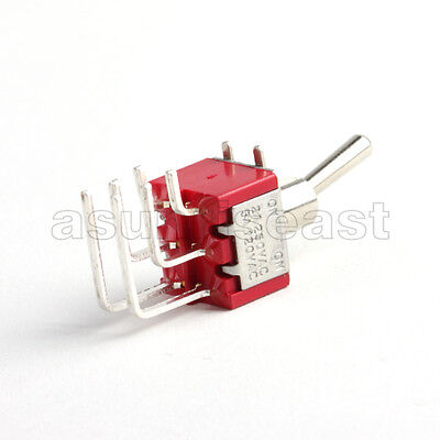 5× Mini Toggle Switch Right Angle DPDT 2 Position ON-ON Silver Alloy Contact 
