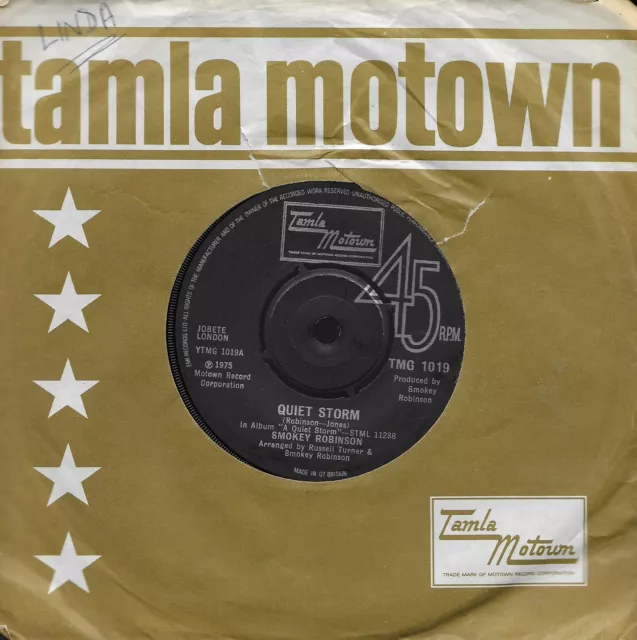 Smokey Robinson ""Quiet Storm"" 7" Vinyl Northern Soul Tamla Motown TMG 1019