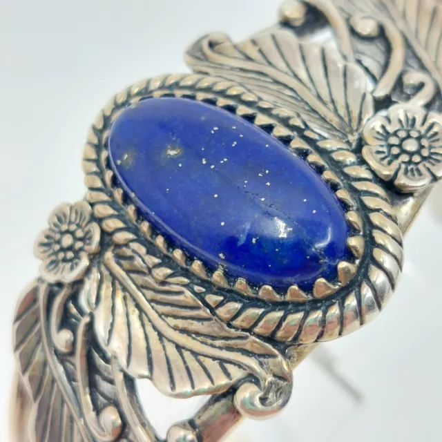Southwest Style Sterling Silver & Lapis Lazuli Cuff Bracelet 7"