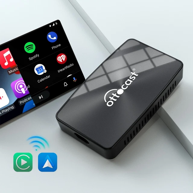 Momowin Adaptateur Carplay Sans Fil 2 En 1 Bluetooth - IPhone Android Auto