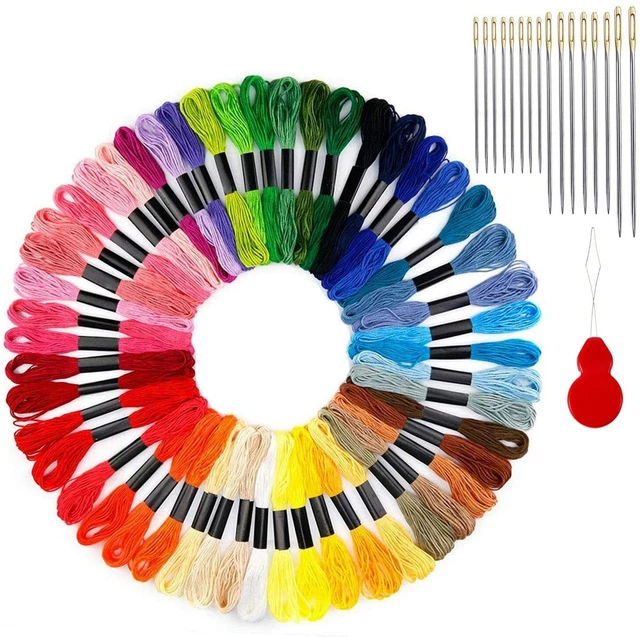 Kit de aro de hilo bordado de punto de cruz de color 50 piezas cuchillas hilo hilo hilo coser