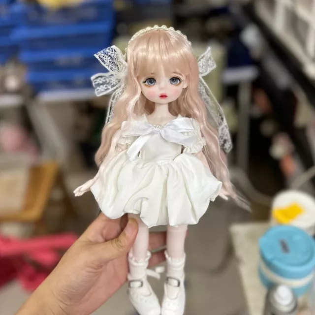 1/6 BJD Doll Cute Girl Ball Jointed Eyes Dress Makeup Toys Full Set Kids Gift