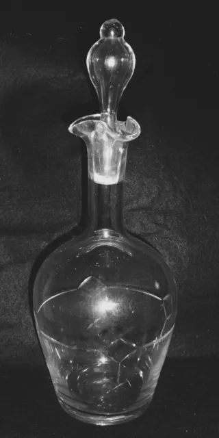 Elegant Antique Edwardian Hand Blown Wine Decanter c1905