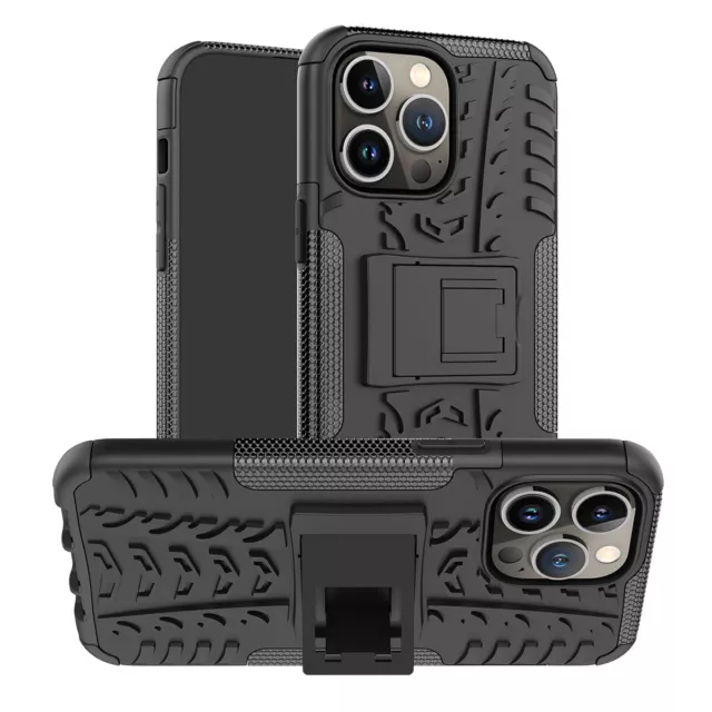 Shockproof Hybrid Hard Armor Grip Rubber Stand Case Cover For Apple iPhone