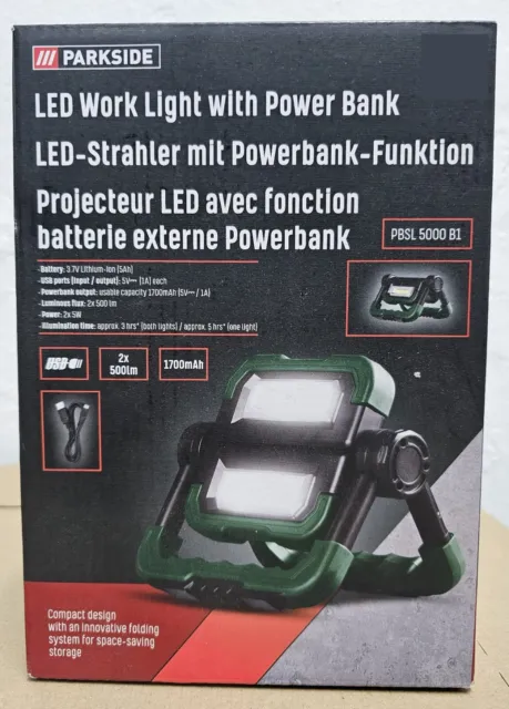 PARKSIDE LED Akku Arbeitsstrahler mit Blink / Warnblinklicht + Powerb