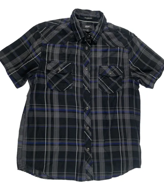 Urban Pipeline Shirt Adult Large Plaid Short Sleeve Button Up Mens L