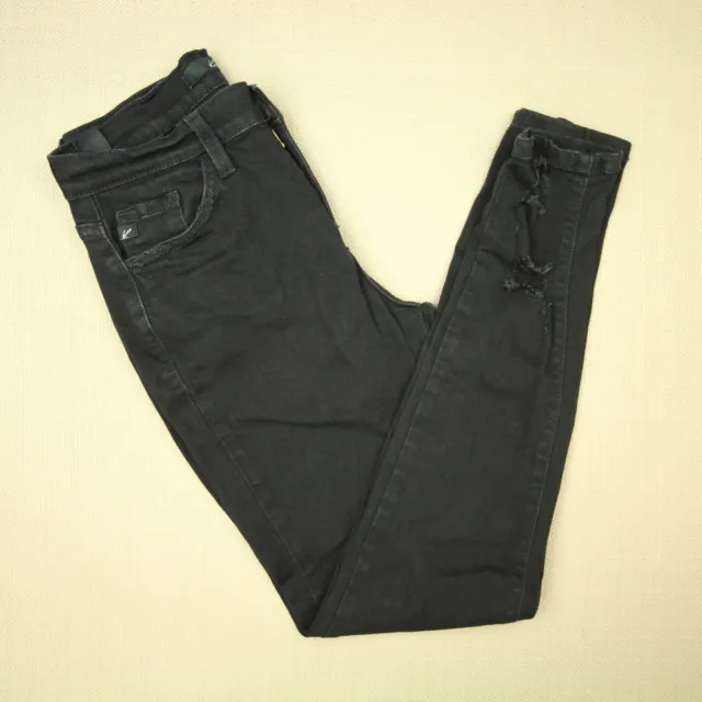 KanCan Mid Rise Ankle Skinny Jeans Women's Sz 27 Distressed Black Stretch Denim