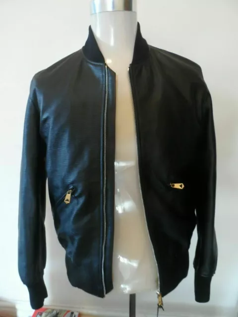 PAUL SMITH  BLACK LEATHER BOMBER JACKET - Size Small - RRP £1500