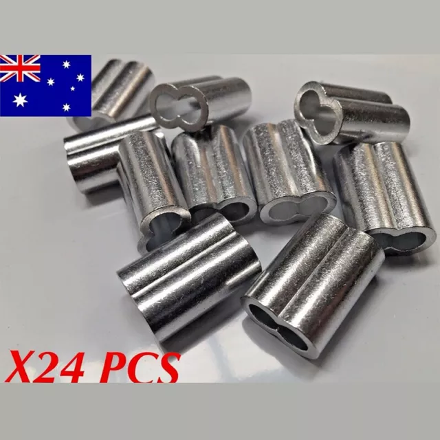 24 x M6 Figure 8 Aluminium Swage Ferrule for 6mm Wire Cable Telstra Rope Crimp