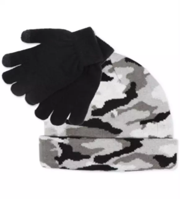 FAB BIG BOY'S 2 Pc Camo Hat & Gloves Set Black Camo One Size $17.20 ...