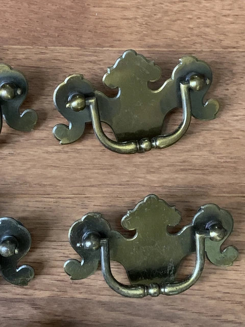 Vintage Colonial Dresser Handle Pulls Cabinet Drawer Antiqued Brass Lot 8