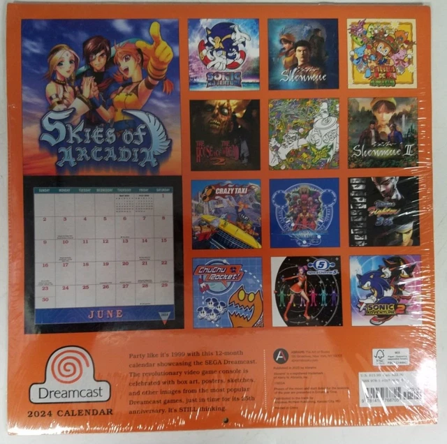 DREAMCAST 2024 CALENDAR (Includes Art From Original Games) 9.99 PicClick