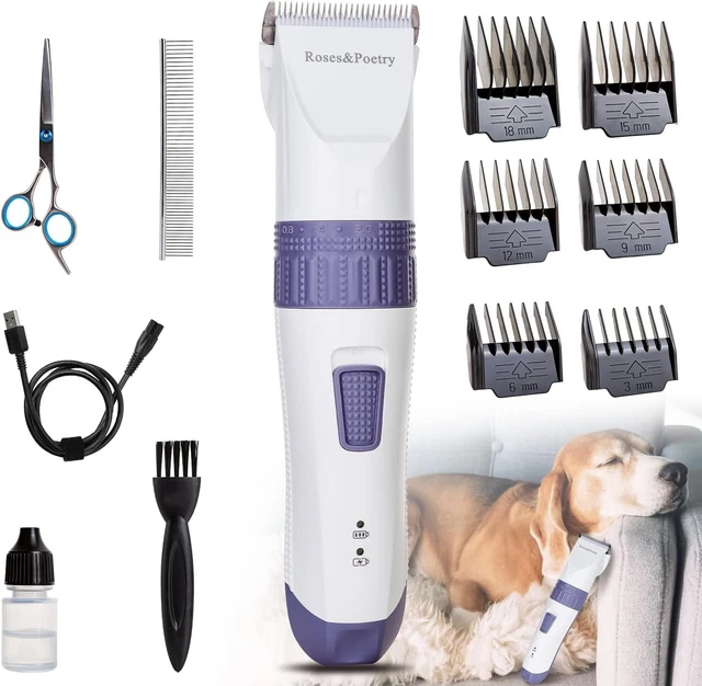 Dog Clippers,Dog Grooming Kit (Upgrade),Roses&Poetry Cordless Dog Groo