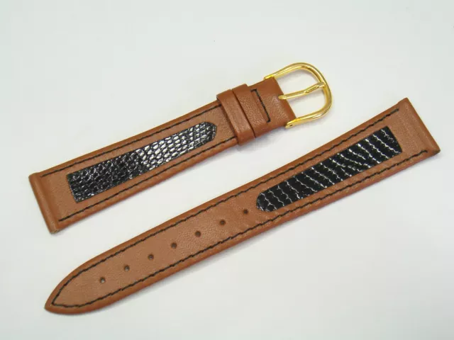 Cinturino in VERA PELLE con inserto di LUCERTOLA per orologi con ansa da 18 mm