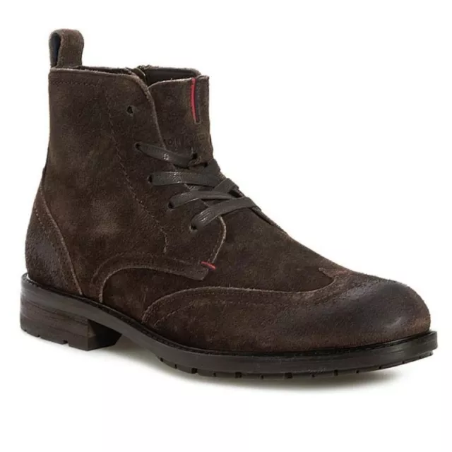 Brand New Tommy Hilfiger Men's Dark Brown Rough-Out Suede Wingtip Ankle Boot 8US